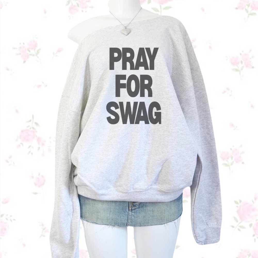 Y2K tumblr mcbling Graphic Grey Crewneck Sweatshirt